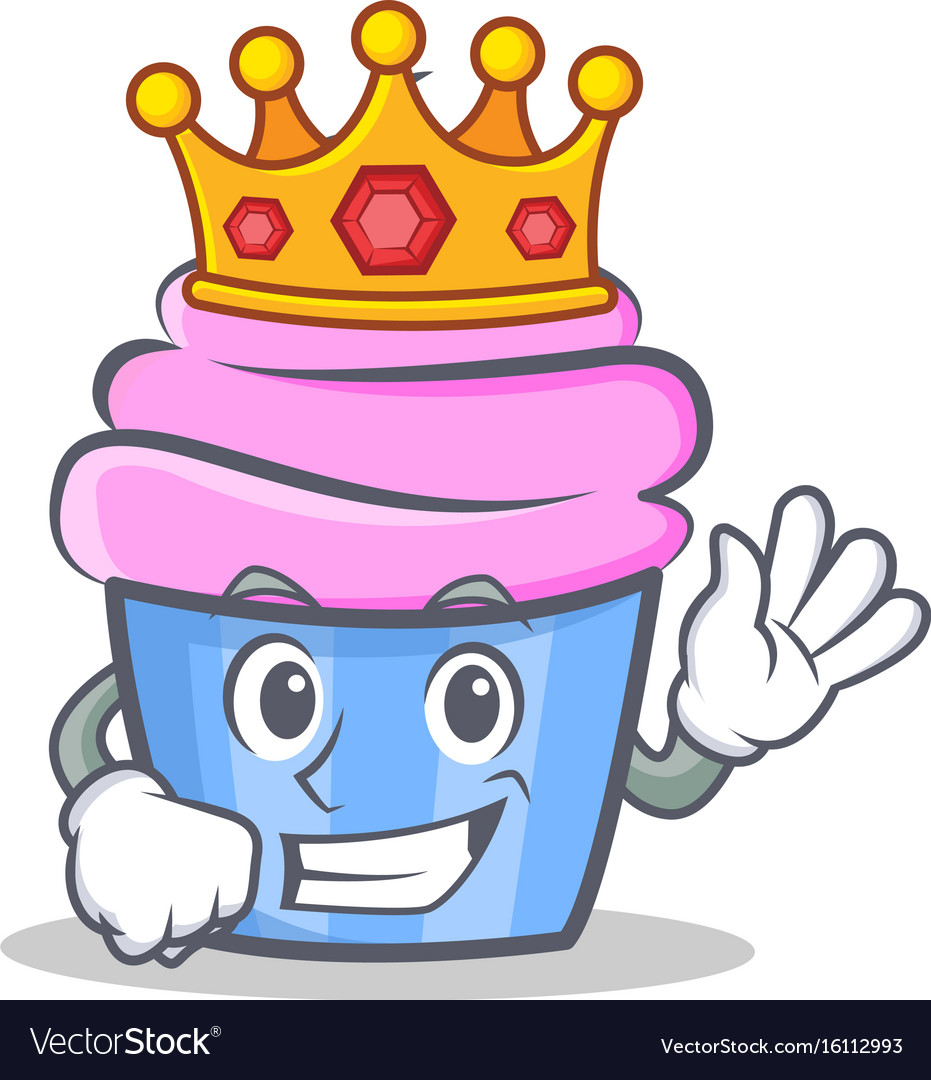 King cupcake character cartoon style Royalty Free Vector