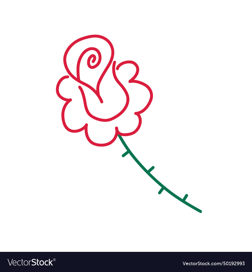 Rose hand drawn single icon color line