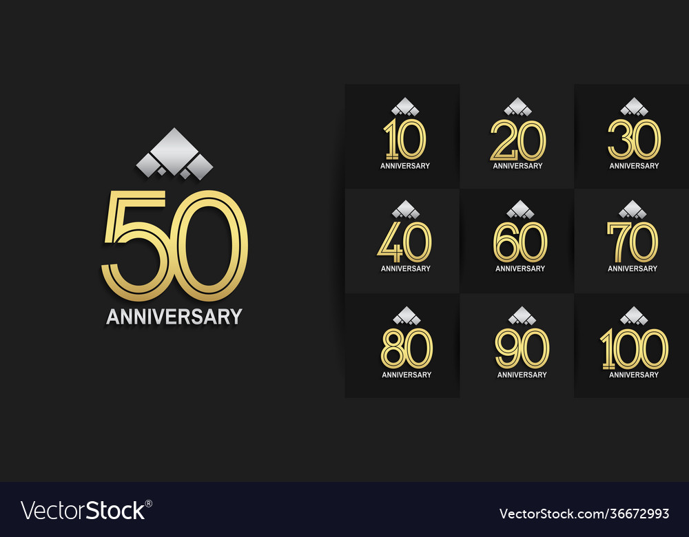 Set anniversary logo style with multiple line