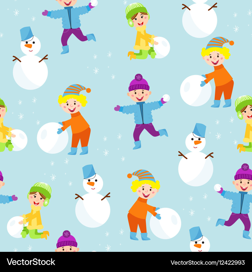 Winter kids seamless pattern Royalty Free Vector Image