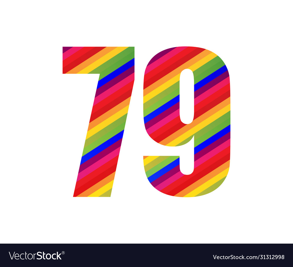 79 number rainbow style numeral digit colorful