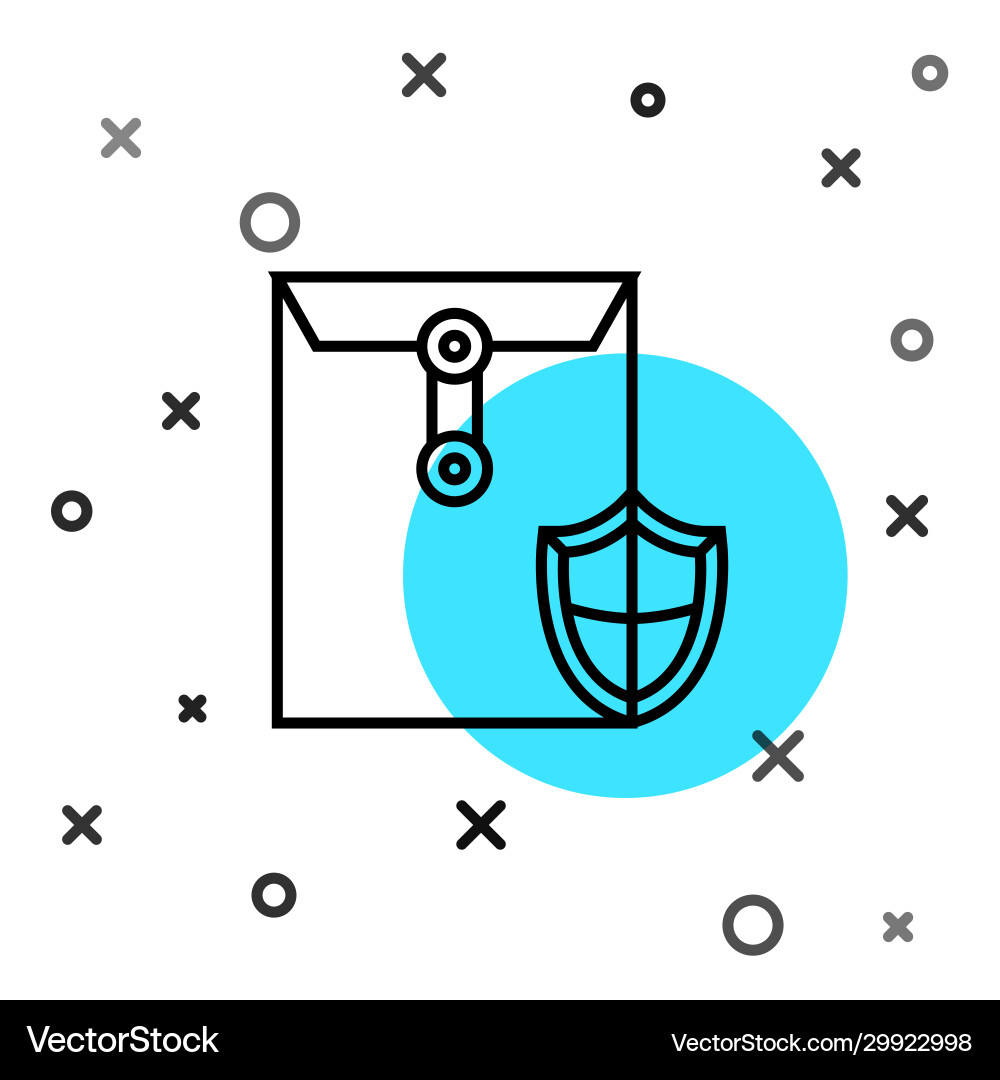 Black line envelope with shield icon isolated Vector Image