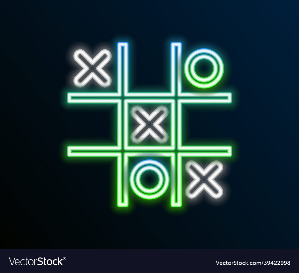 Glowing neon line tic tac toe game icon isolated