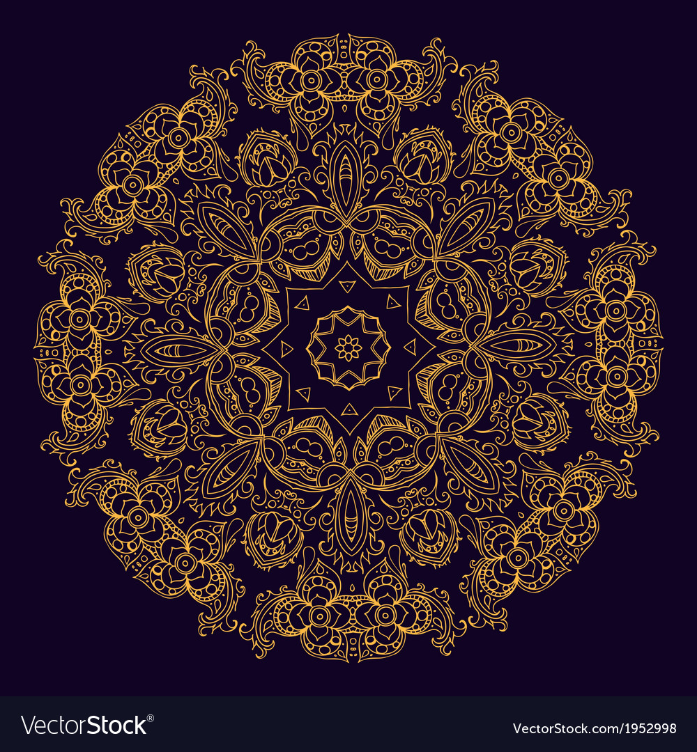 Gold indian mandala Royalty Free Vector Image - VectorStock