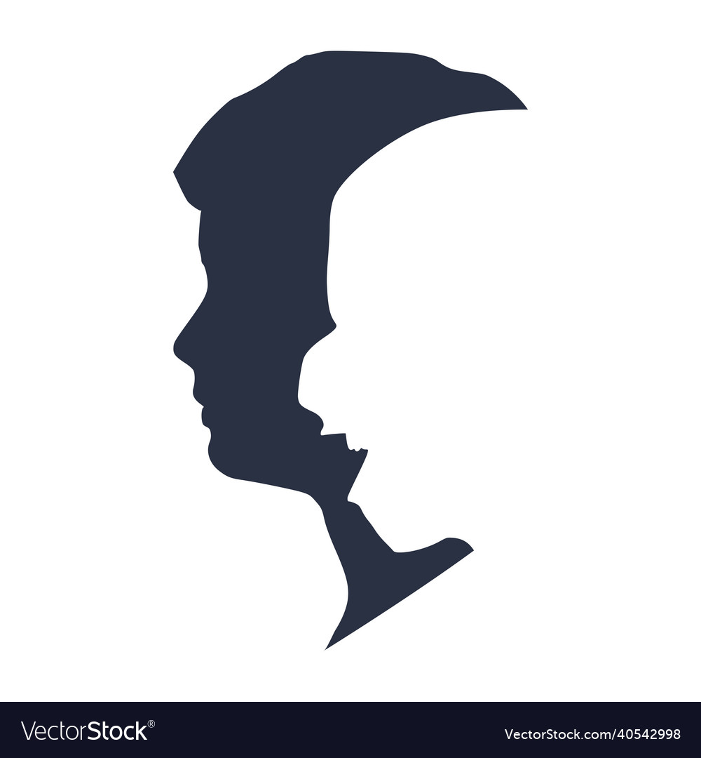 Human face side view silhouette and alter ego Vector Image