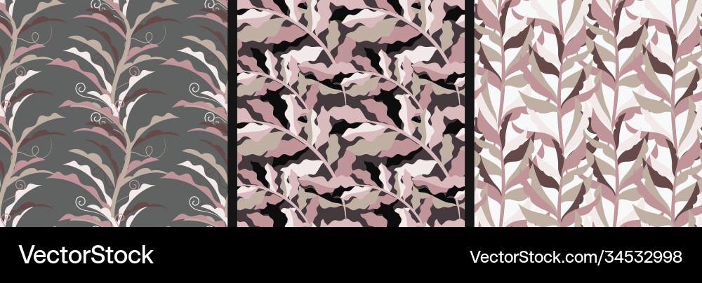 Seamless pattern set with leaf pattern Royalty Free Vector