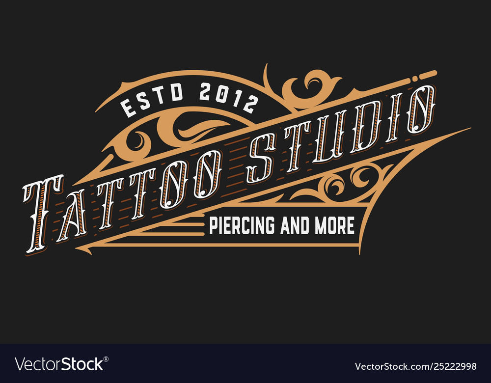 Tattoo logo template old lettering on dark Vector Image