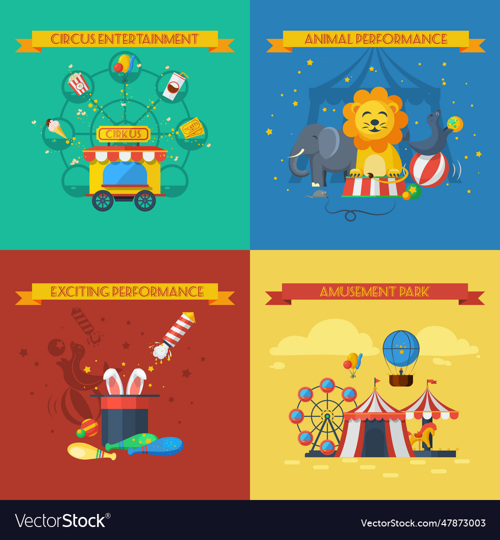 Circus flat set circus flat set Royalty Free Vector Image