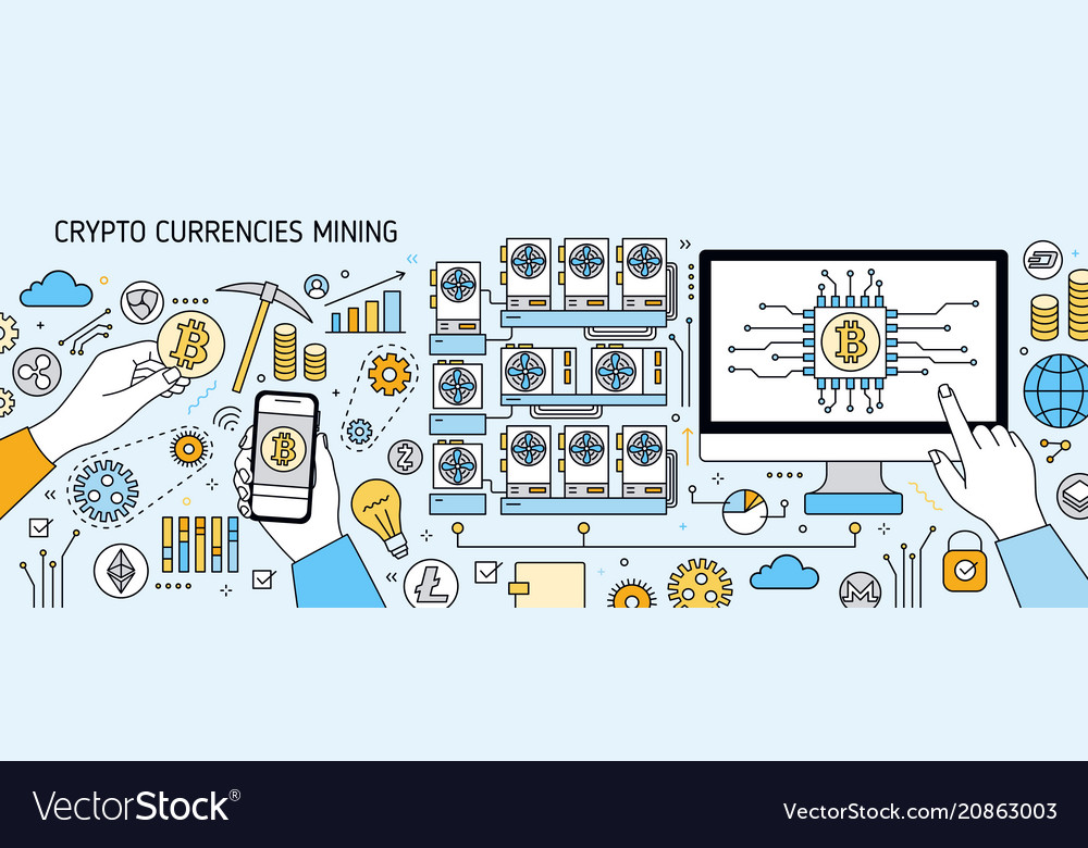 Horizontal Colorful Banner With Computer Display Vector Image