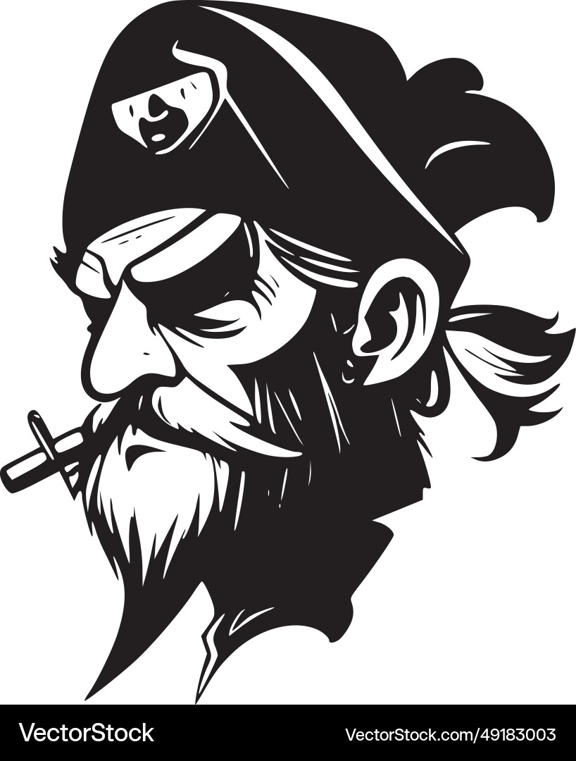 Pirate - black and white Royalty Free Vector Image