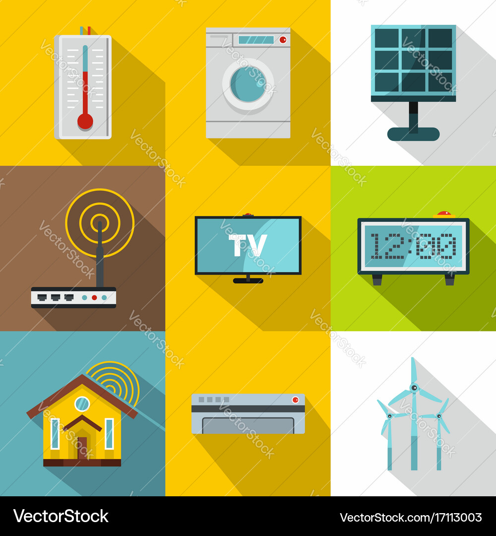 Smart home icon set flat style Royalty Free Vector Image