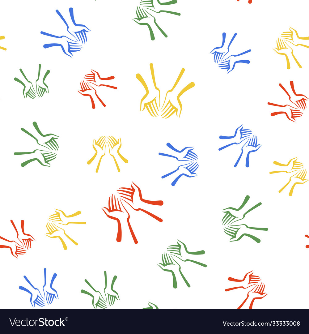 Farbe Hände Icon isoliert nahtloses Muster