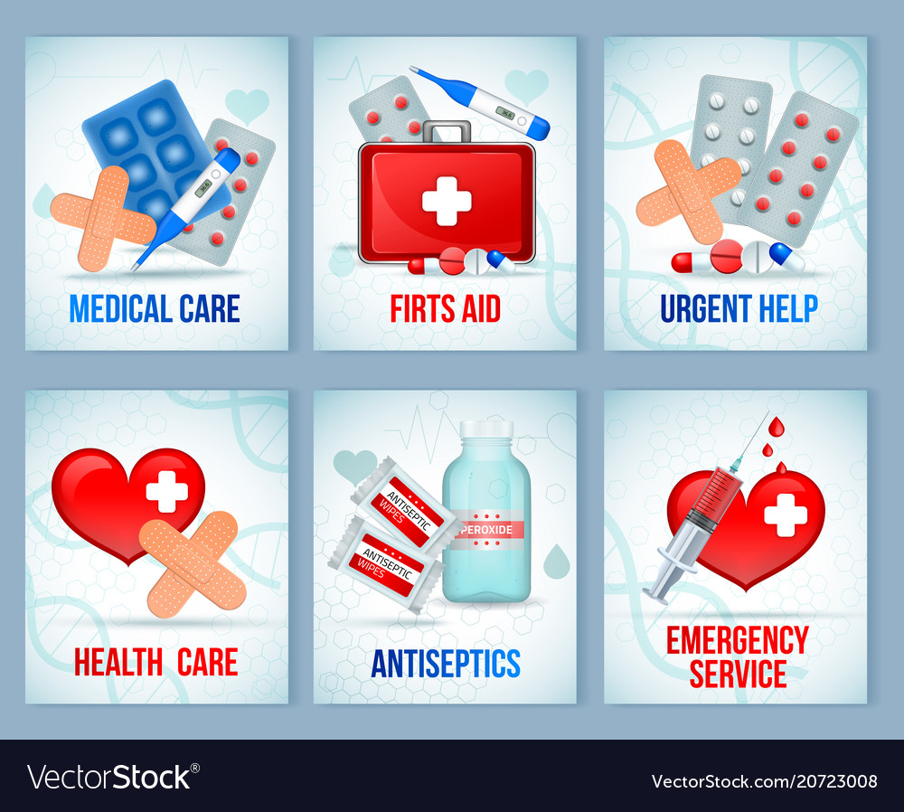 First aids kit cards vector image First aids kit cards