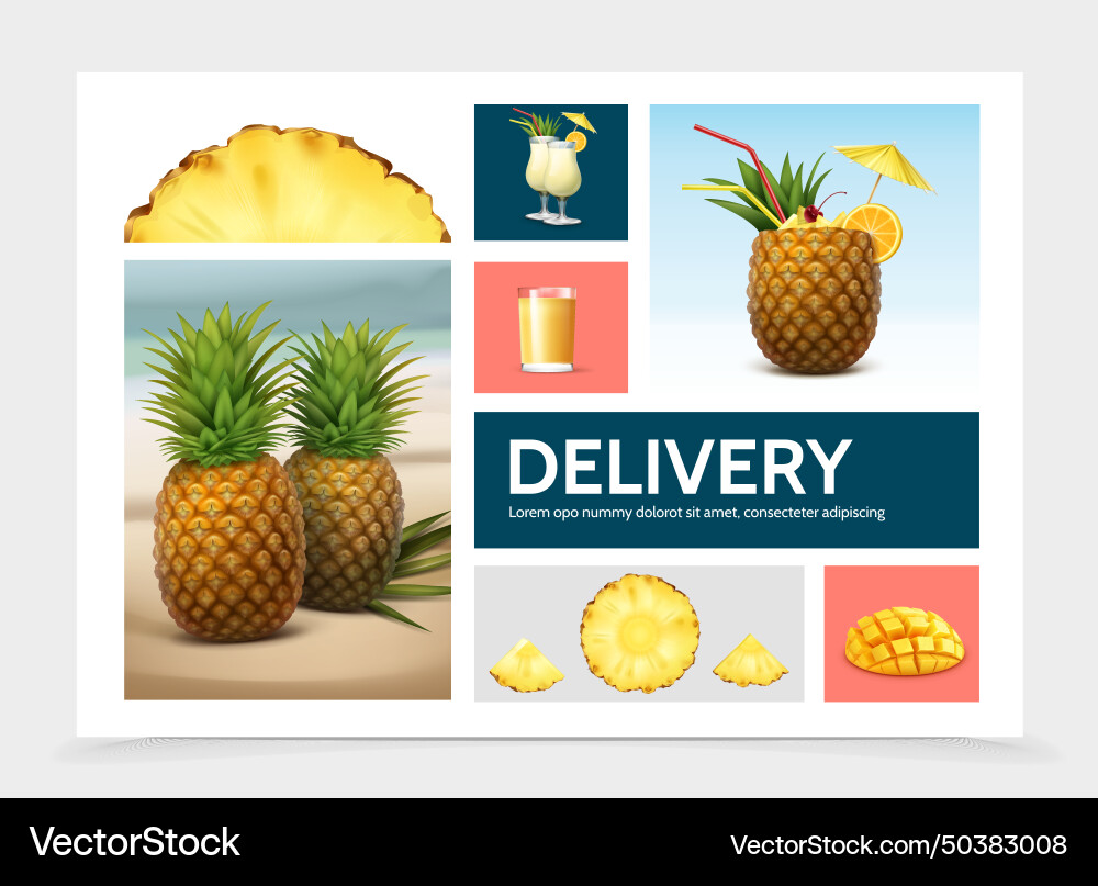 Realistic pineapple composition Royalty Free Vector Image