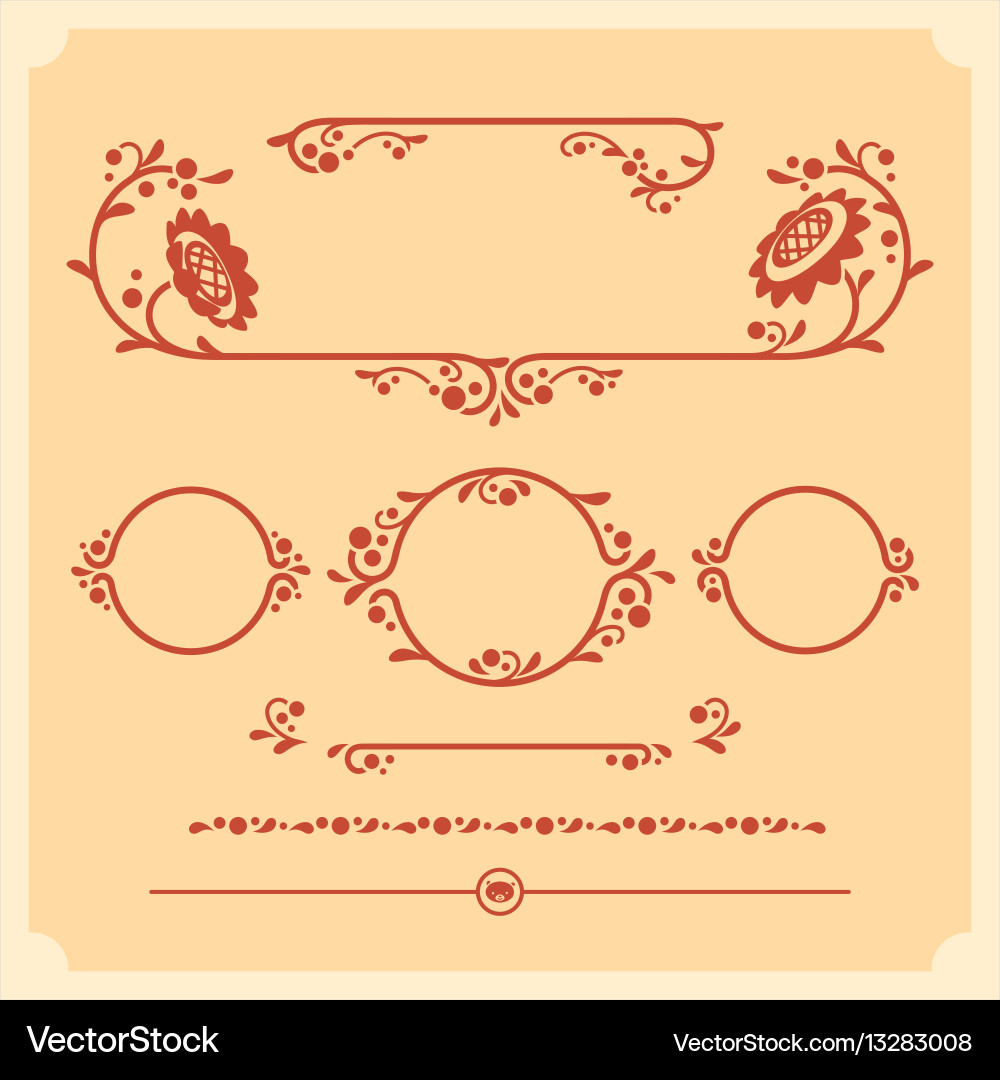 Set decorative floral elements Royalty Free Vector Image
