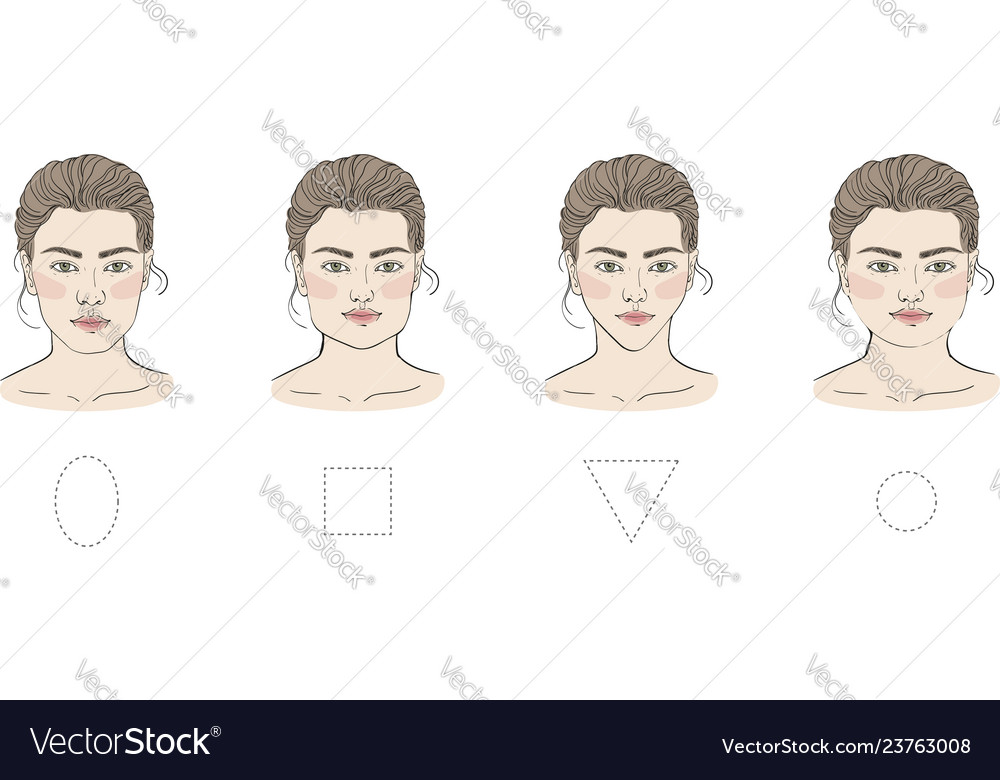 Set different female face shapes Royalty Free Vector Image