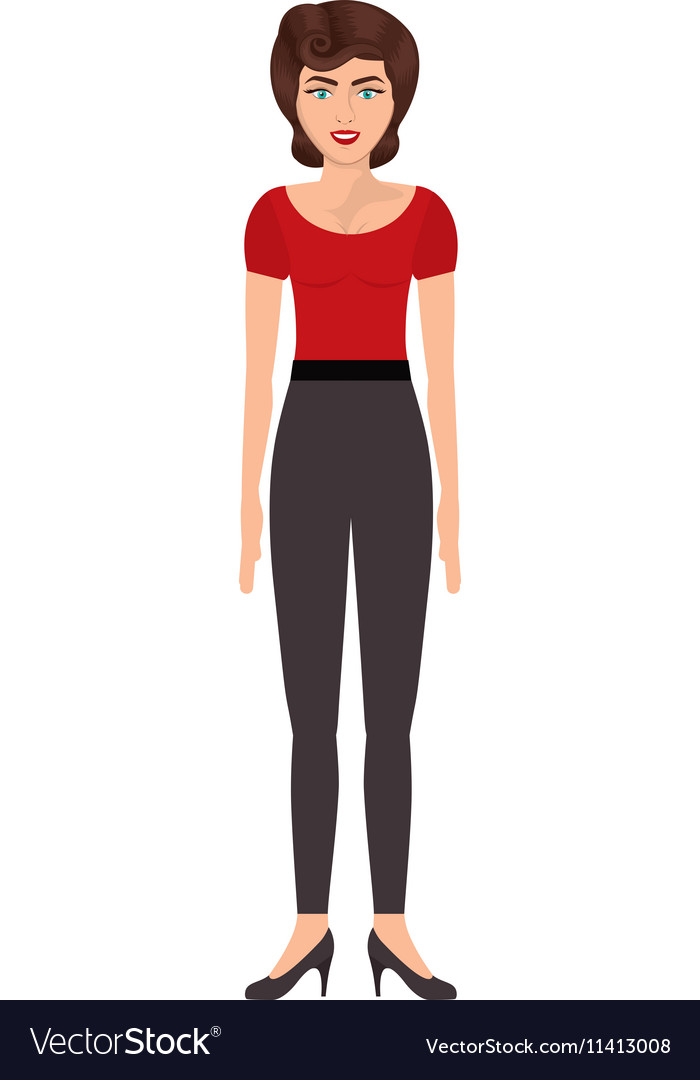 Woman with red t-shirt and pants