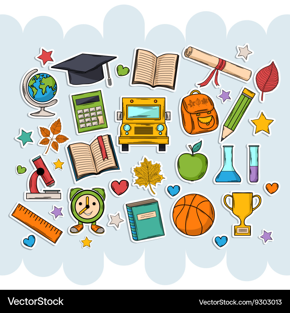 Back to school set Royalty Free Vector Image - VectorStock