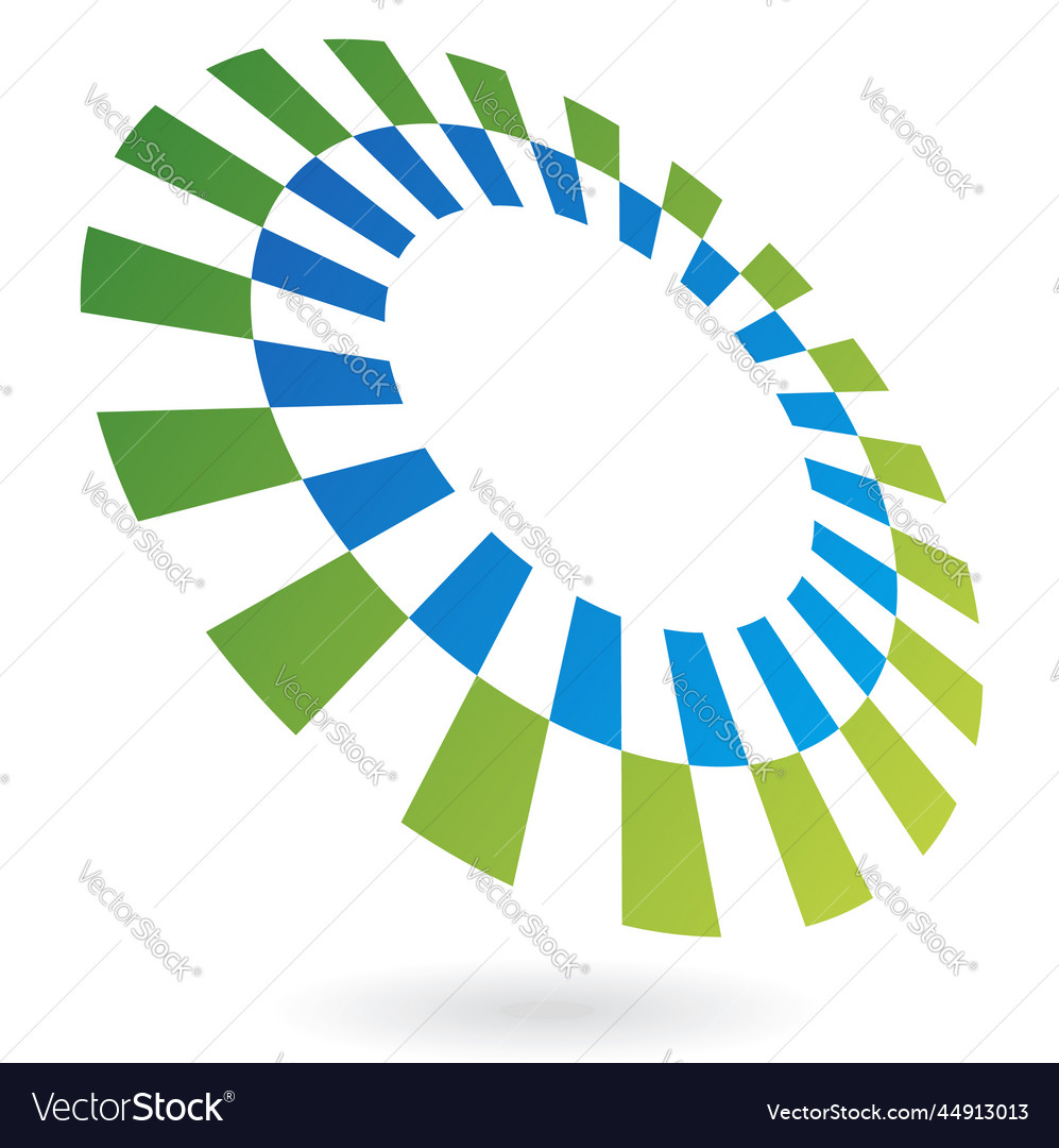 Blue and green rectangular shapes forming