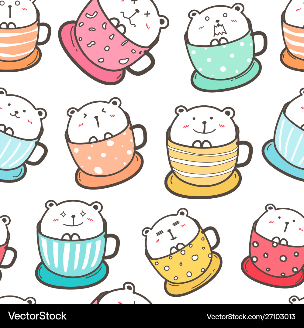 Cute bear seamless pattern background Royalty Free Vector