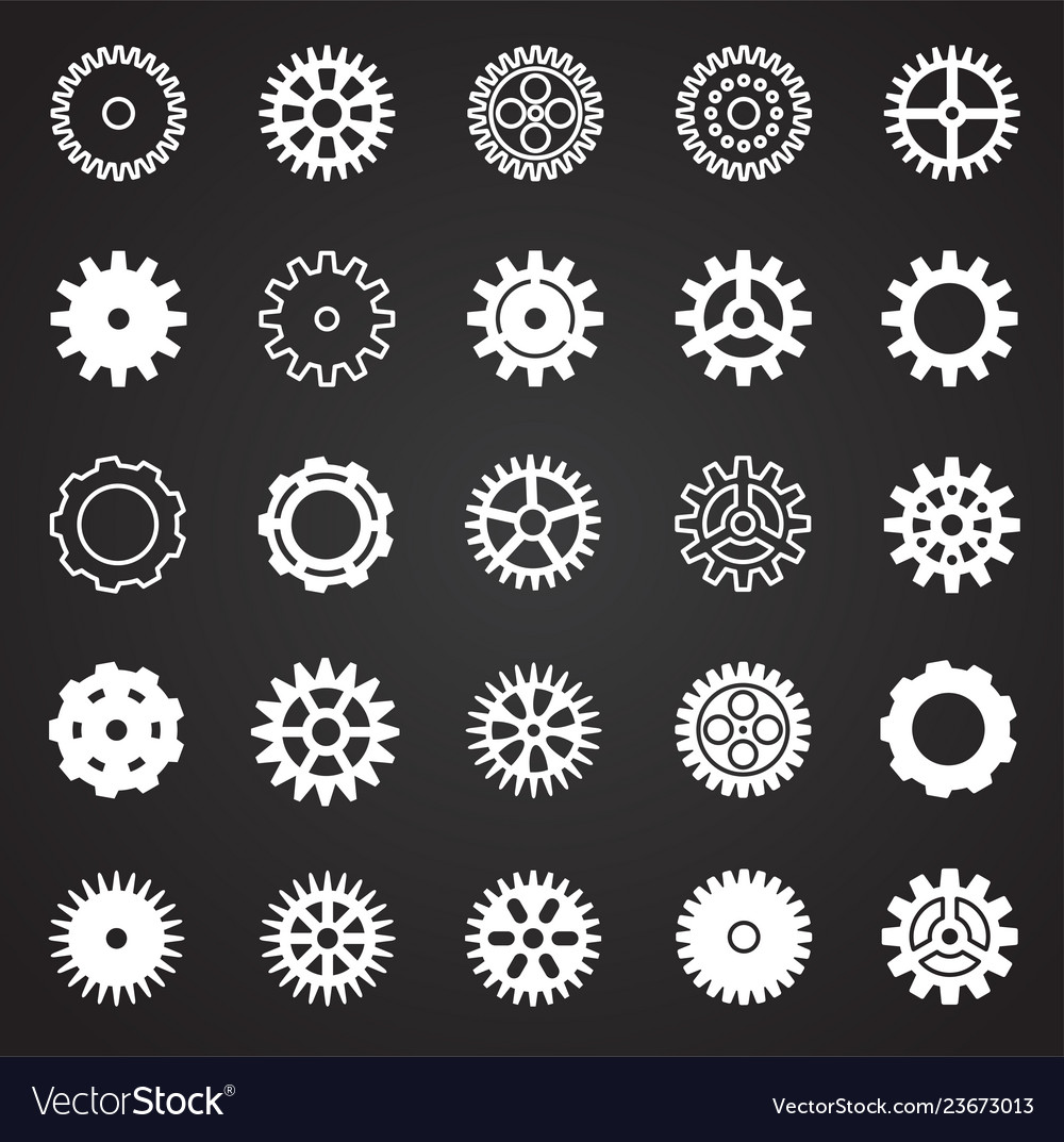 Gear icons set on black background for graphic Vector Image