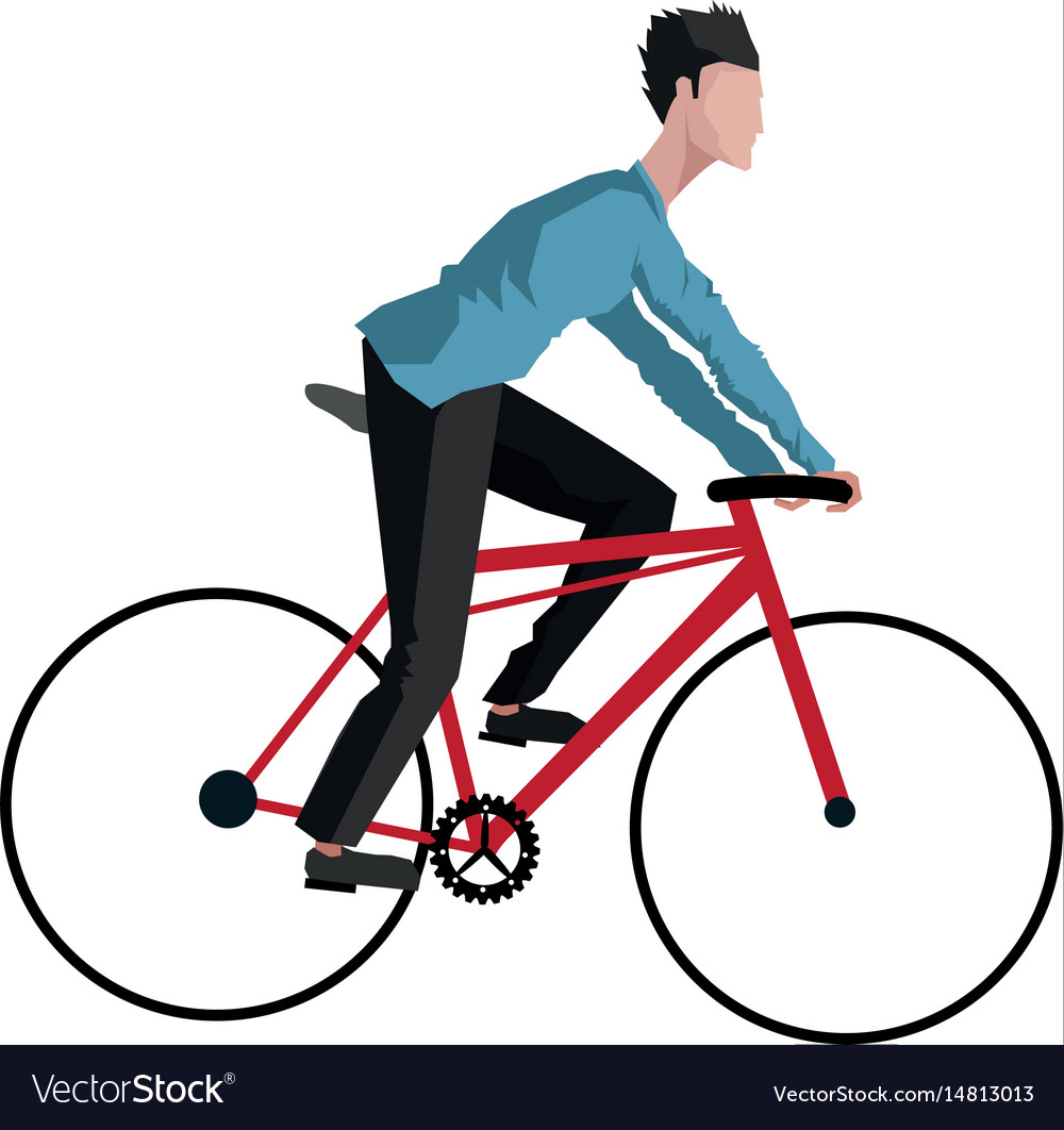 Guy rider bike transport Royalty Free Vector Image