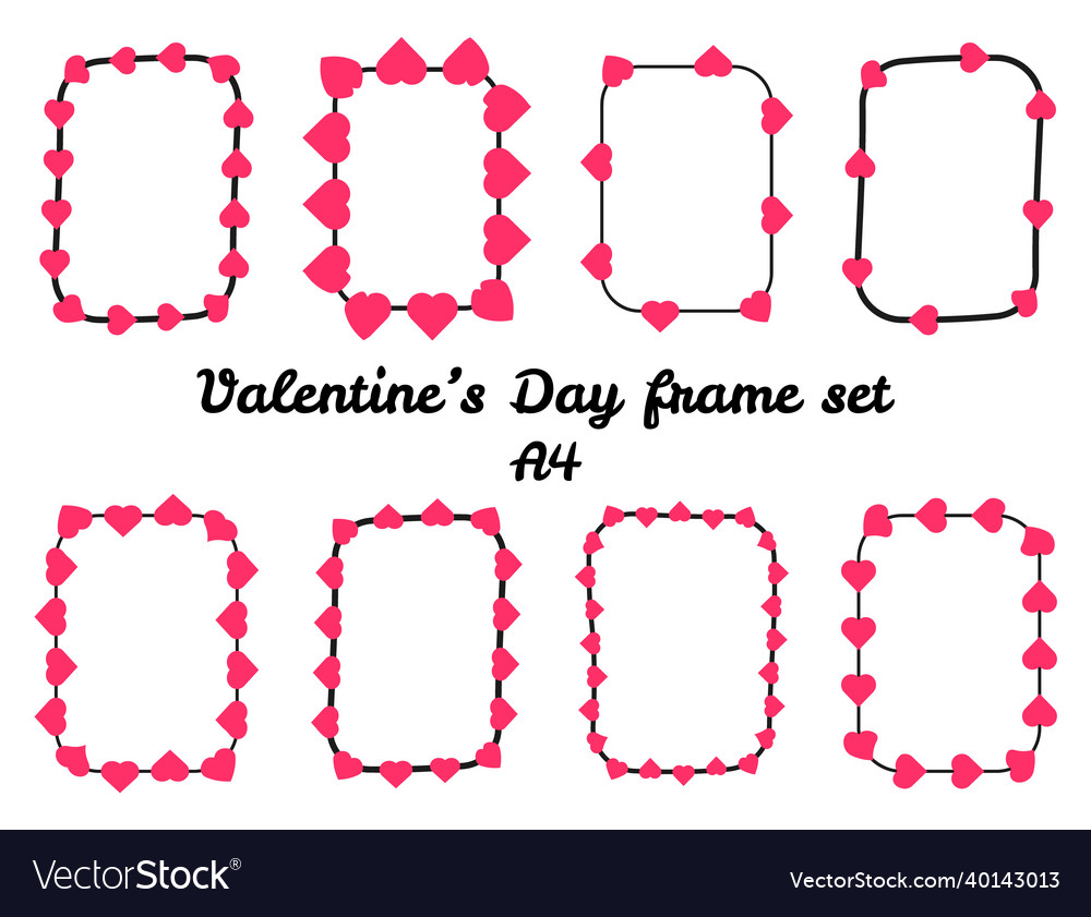 Rectangle heart valentine day frame set for cards