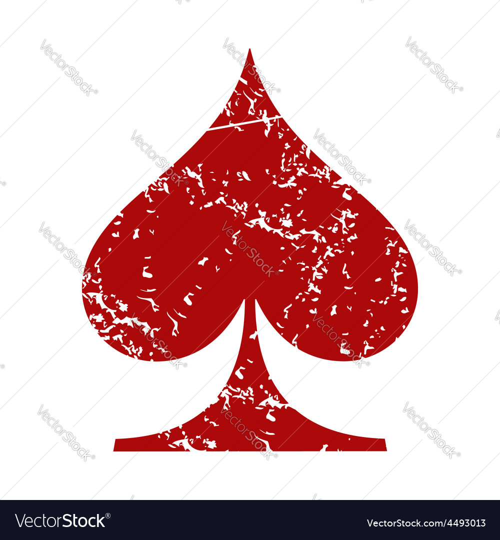 Red grunge spades card logo Royalty Free Vector Image