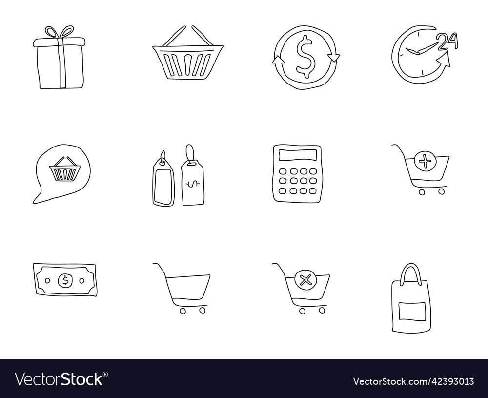 Shopping doodles isolated on white