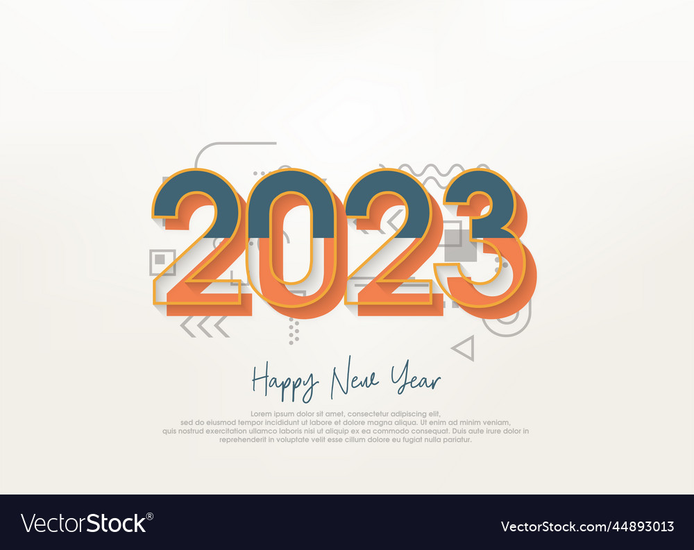 Simple design happy new year 2023 with scattered Vector Image