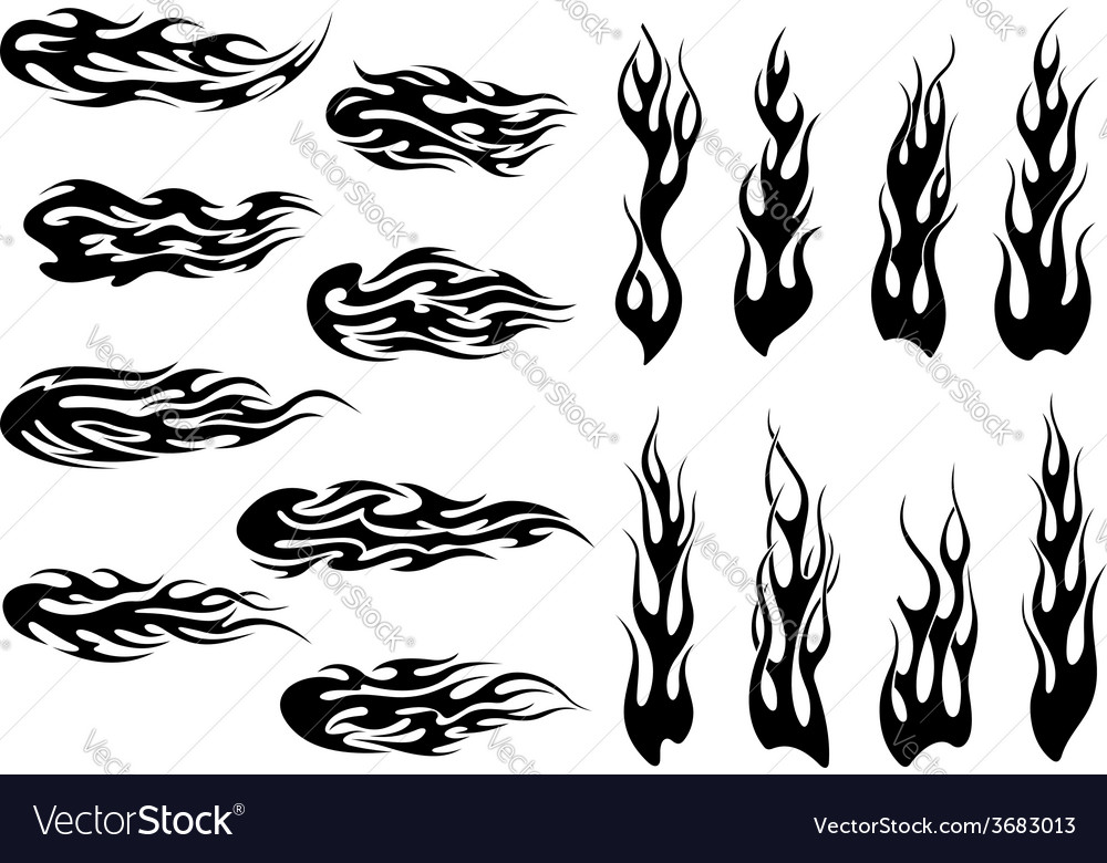 Black And White Isolated Fire Tattoo Icon Set On White Background For  Design Illustration Royalty Free SVG Cliparts Vectors And Stock  Illustration Image 67498433