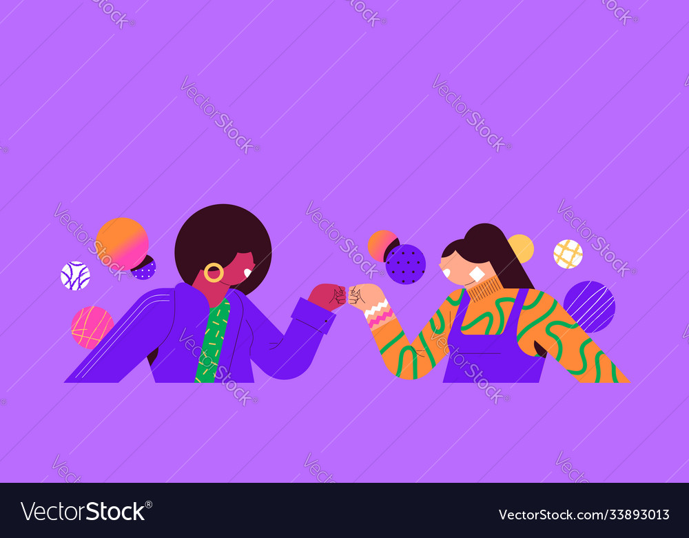 Two woman friends cartoon fist bump hand gesture Vector Image Two woman friends cartoon fist bump hand gesture Vector Image