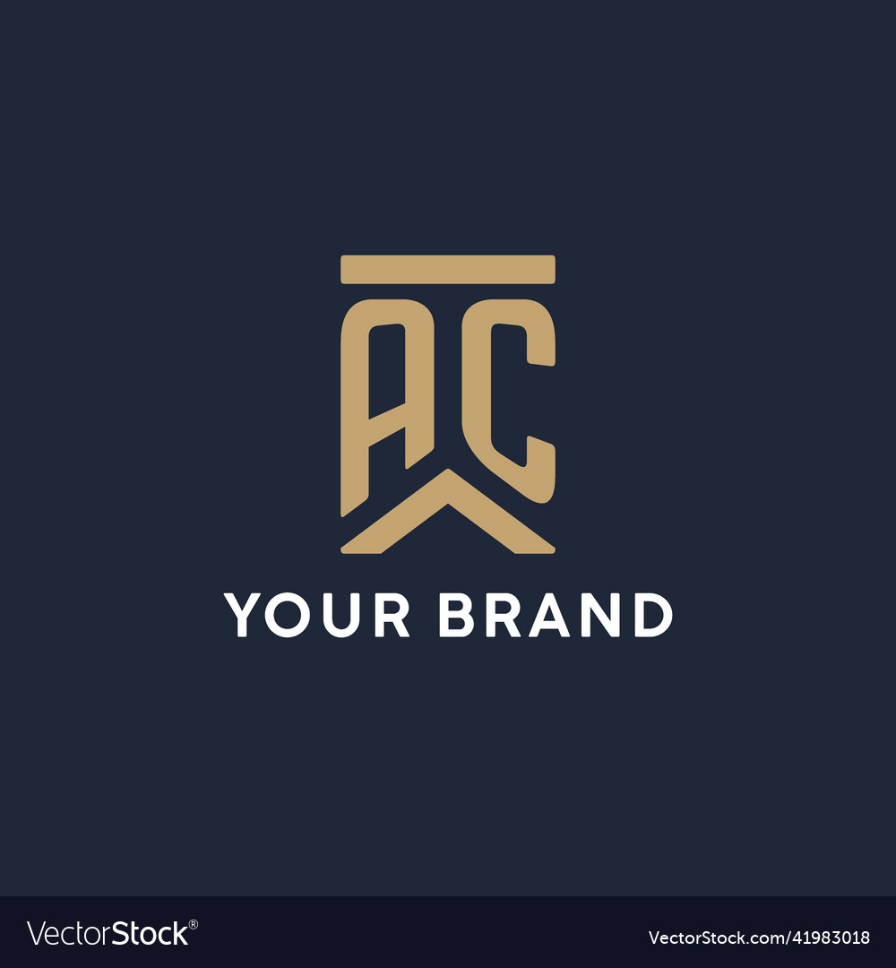 Ac initial monogram logo design in a rectangular