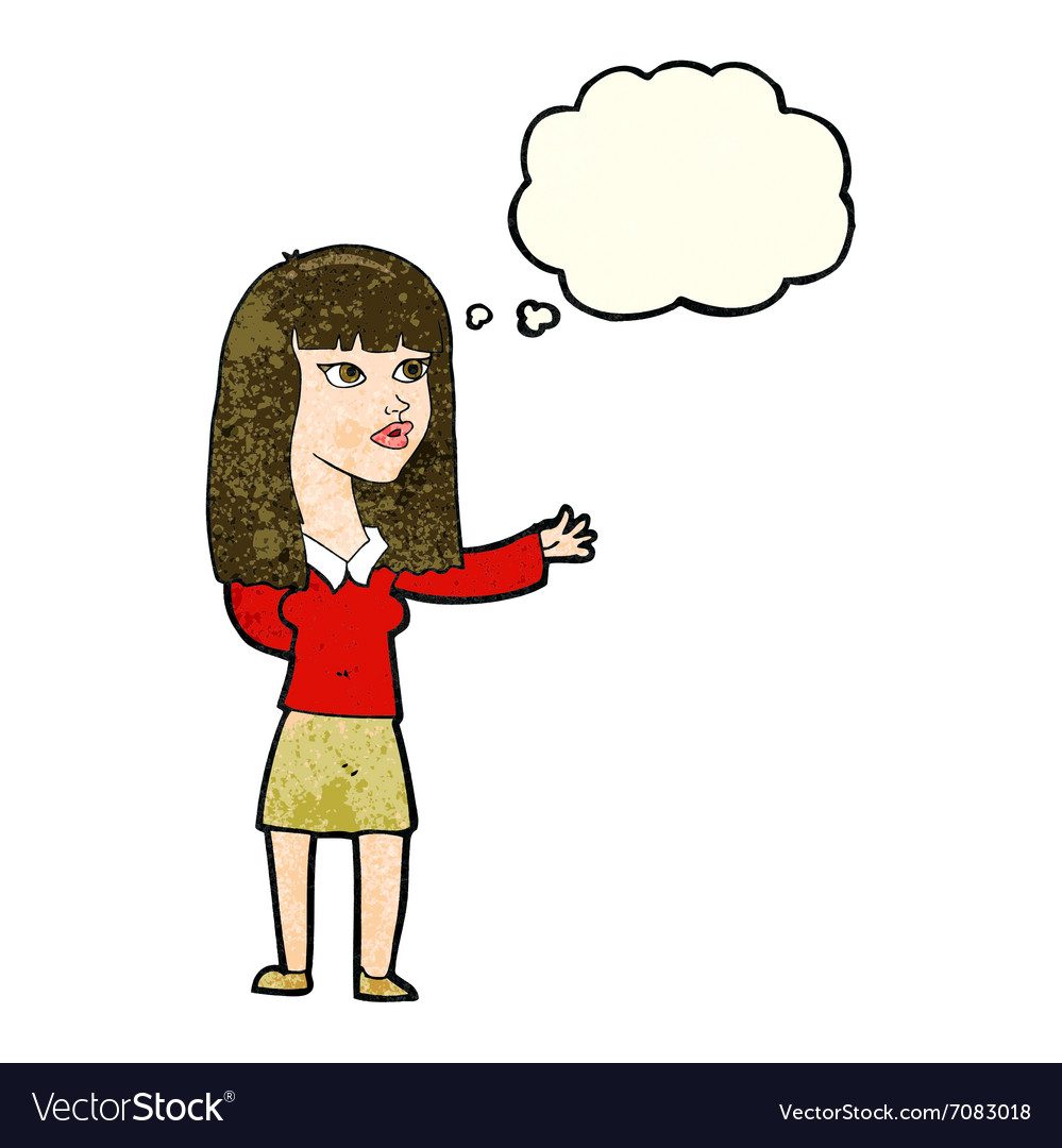 Cartoon woman gesturing to show something Vector Image