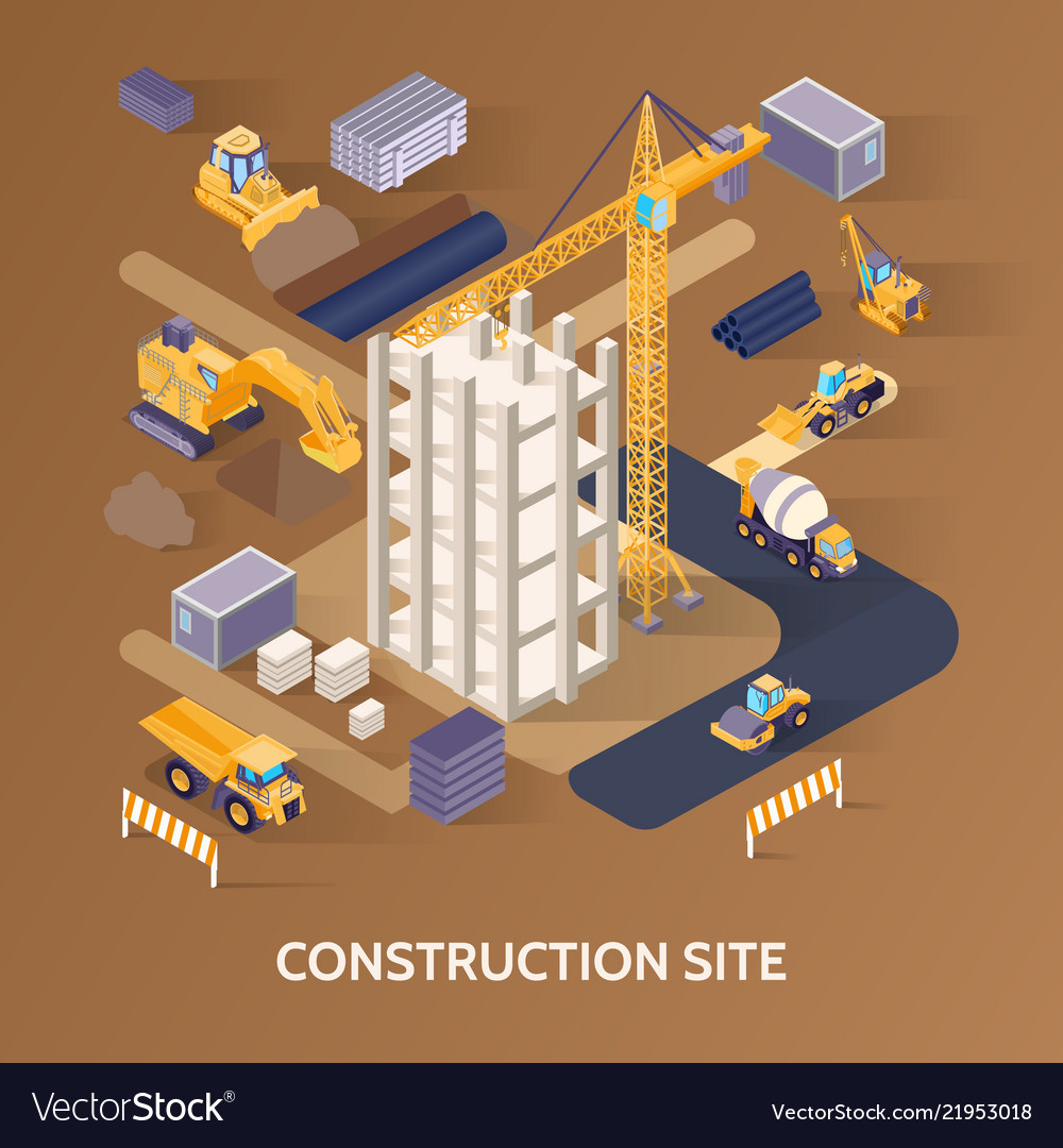 Construction site concept Royalty Free Vector Image