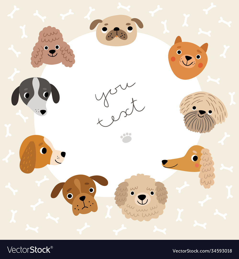 Cute background with funny dogs Royalty Free Vector Image