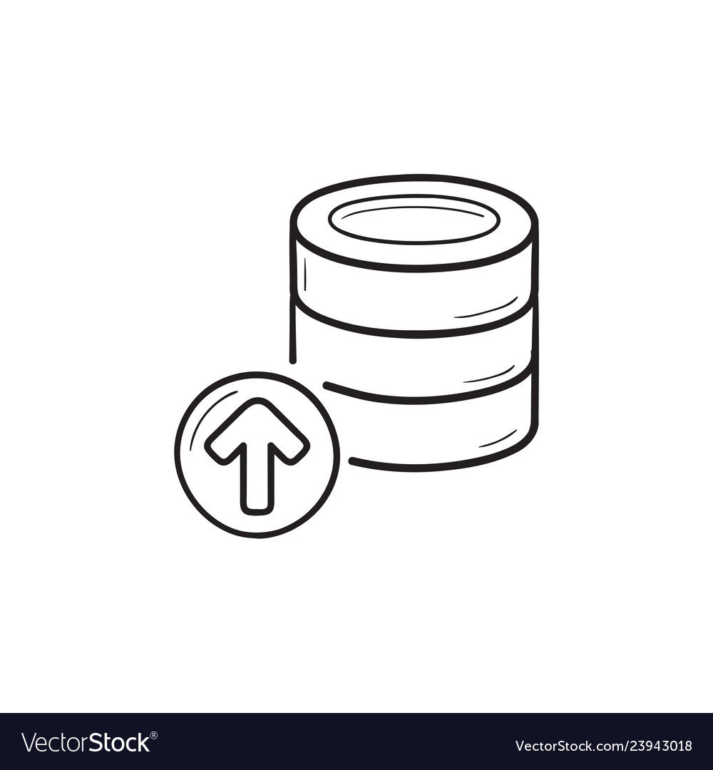 Database storage upload hand drawn outline doodle