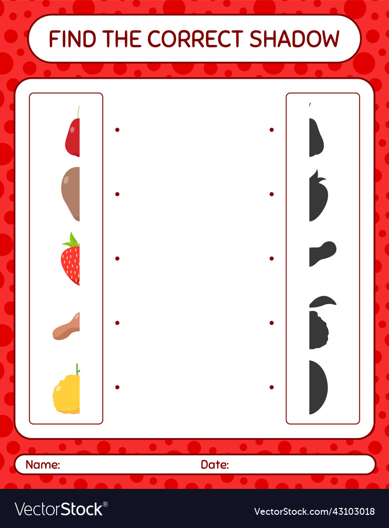 Find the correct shadows game with fruits Vector Image