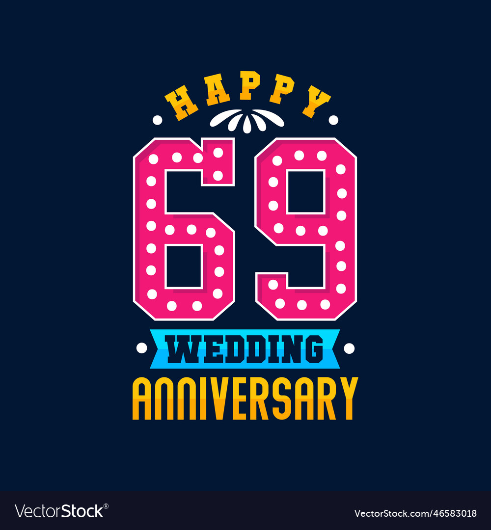 Happy 69th wedding anniversary celebration Vector Image