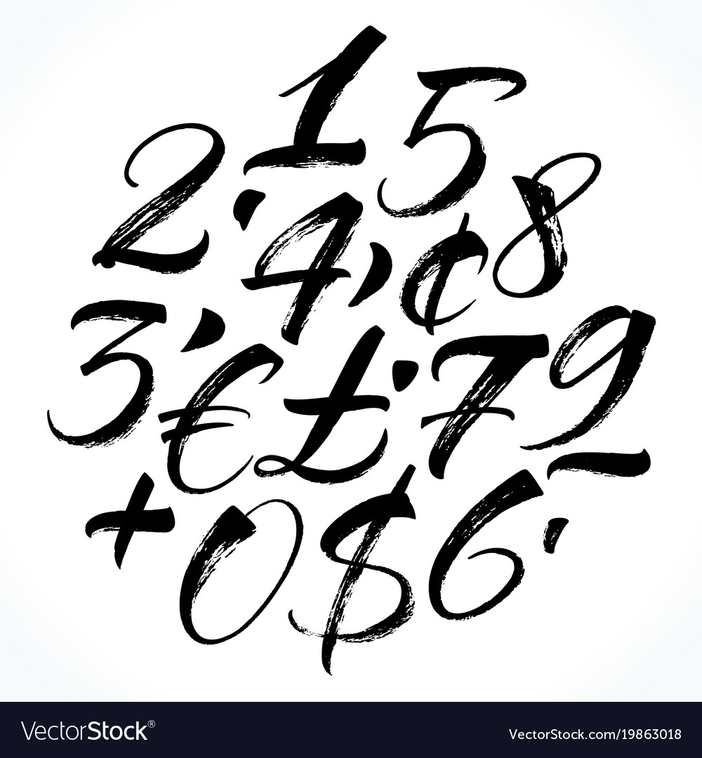 Lettering numbers Royalty Free Vector Image - VectorStock