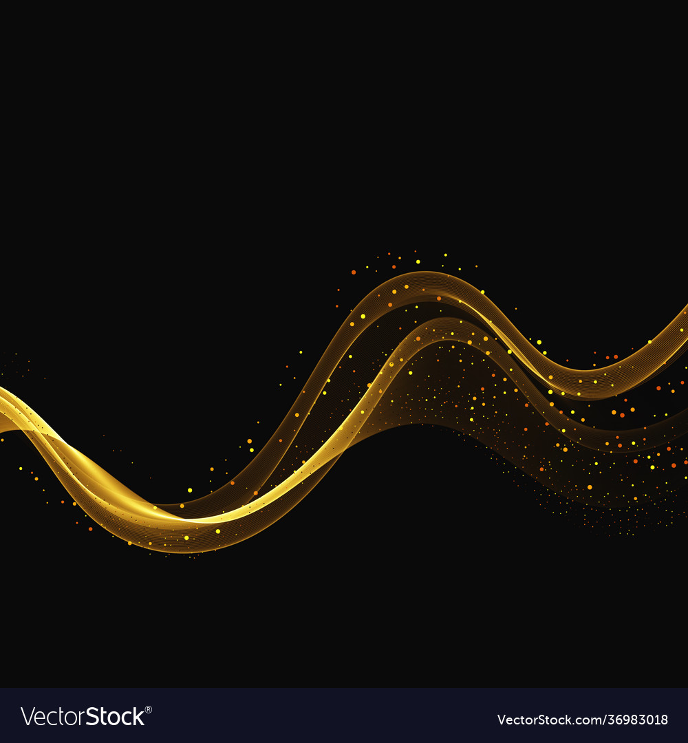 Light effect with glowing gold wavy lines Vector Image