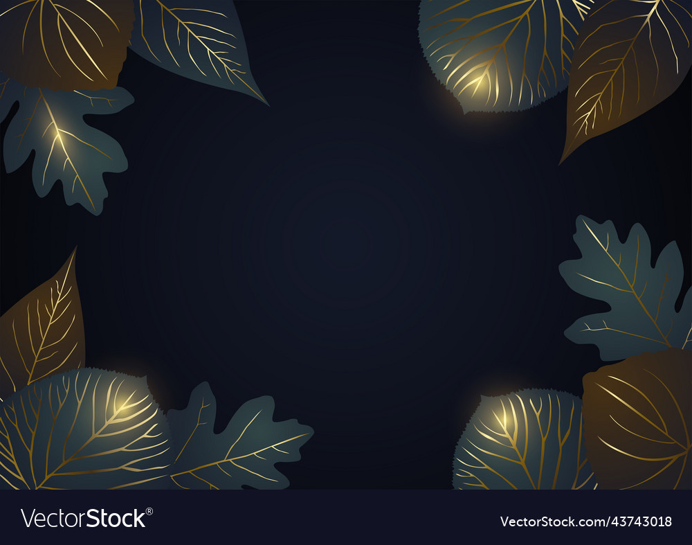 Luxurious abstract leaves with golden lines