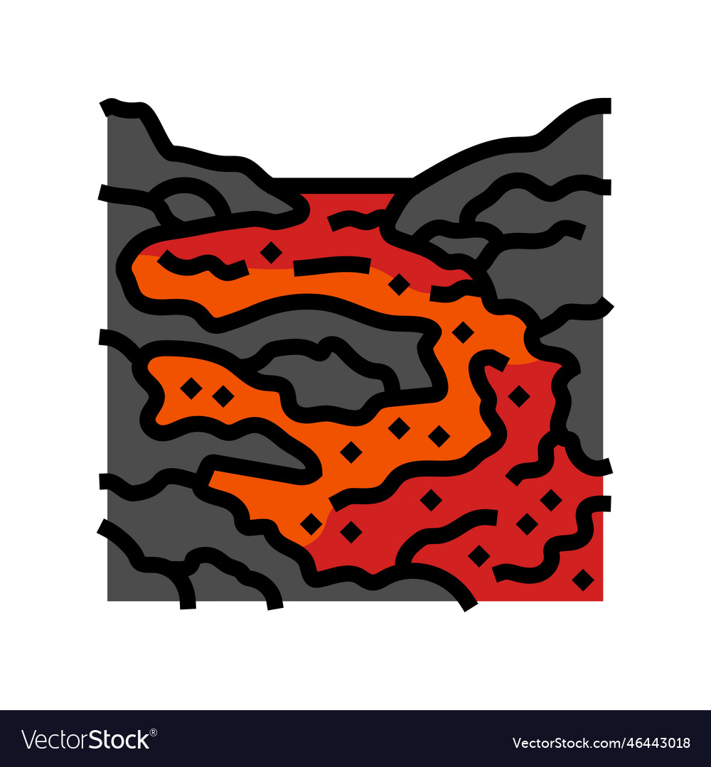 Magma lava volcano color icon