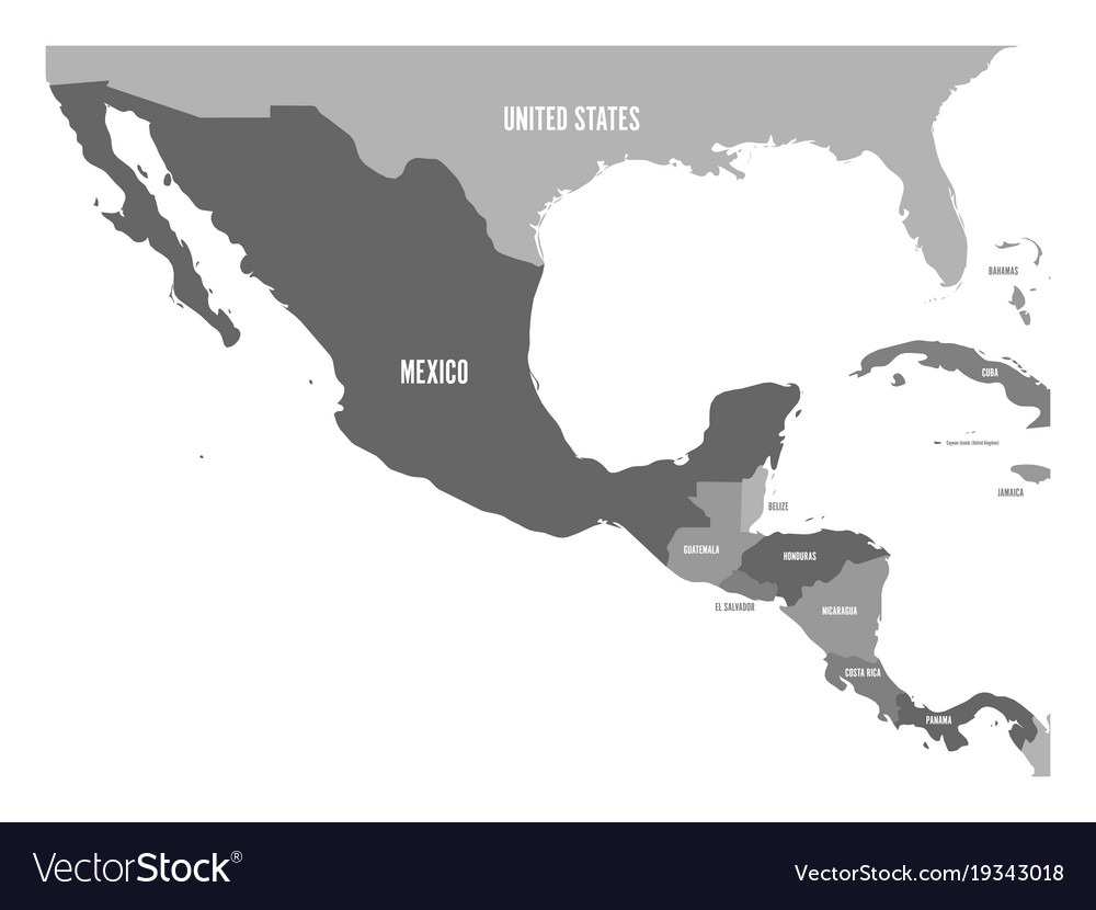 Political map of central america and mexico