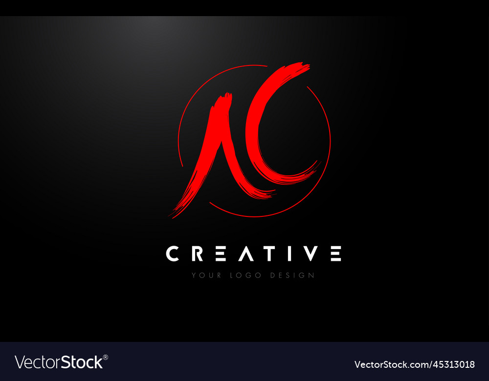 Red ac brush letter logo design artistic