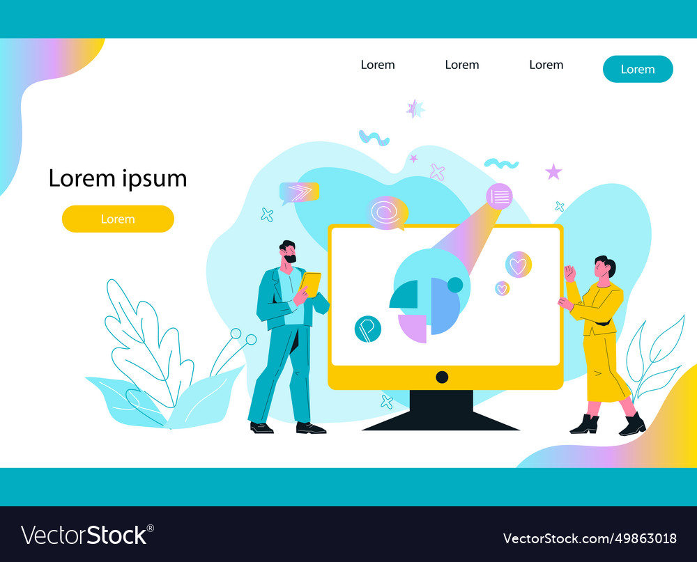 Website banner for marketing and smm management Vector Image