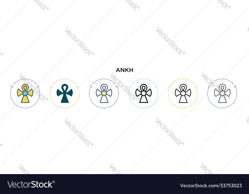 Ankh icon in filled thin line outline and stroke