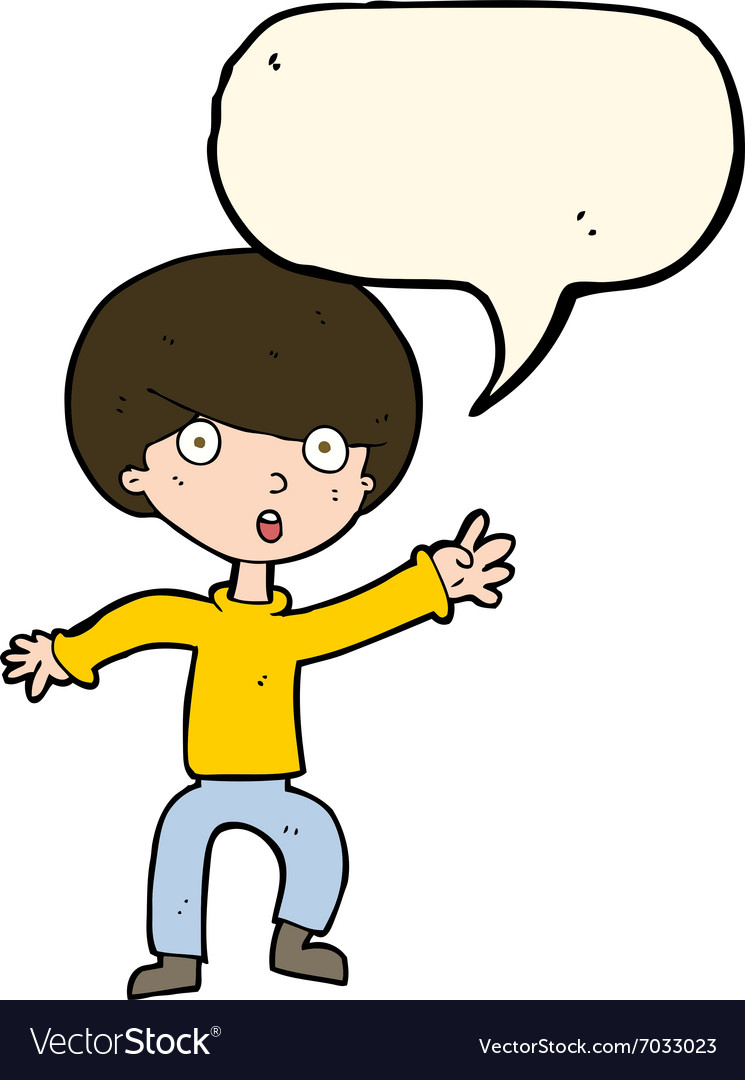 Cartoon panicking boy with speech bubble Vector Image