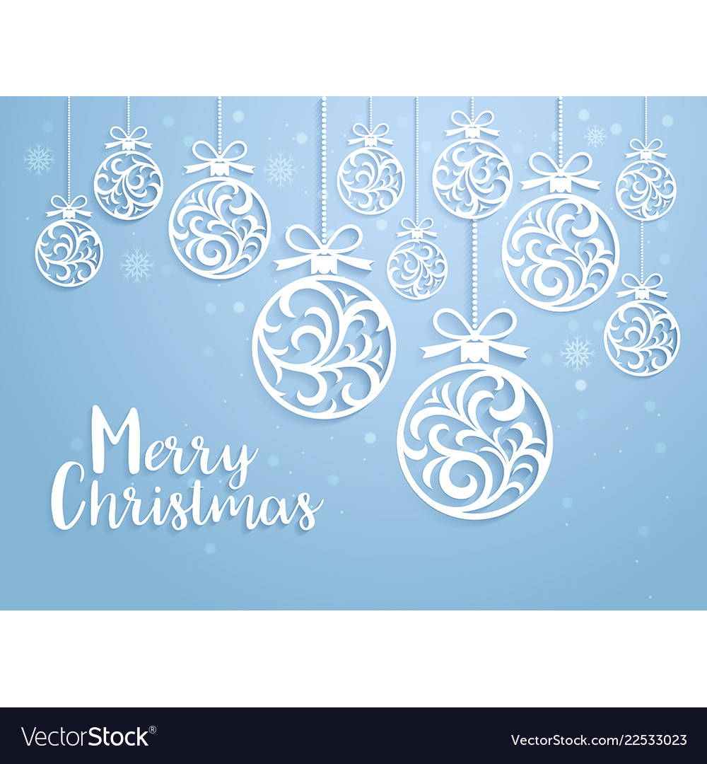 Christmas balls background paper cut style vector image Christmas balls background paper cut style