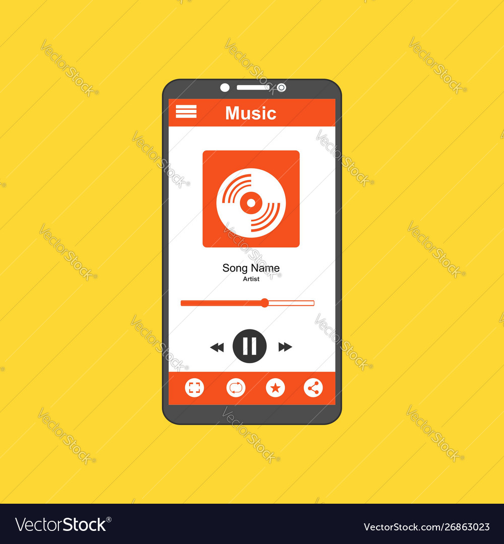 Media player application app template with flat